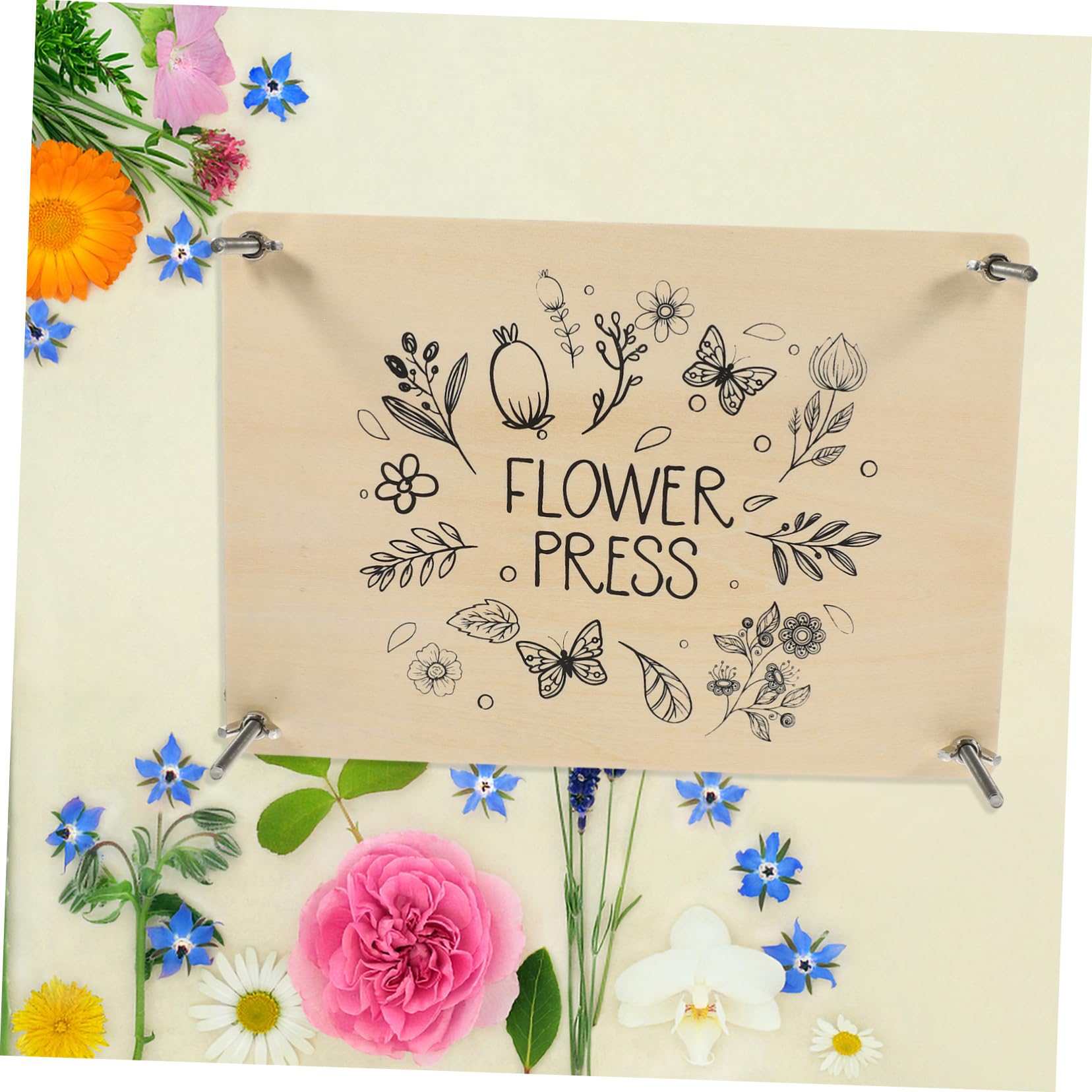 DIYEAH Presse à Fleurs pour Plantes 1 Set en Bois, Kit de Pressage