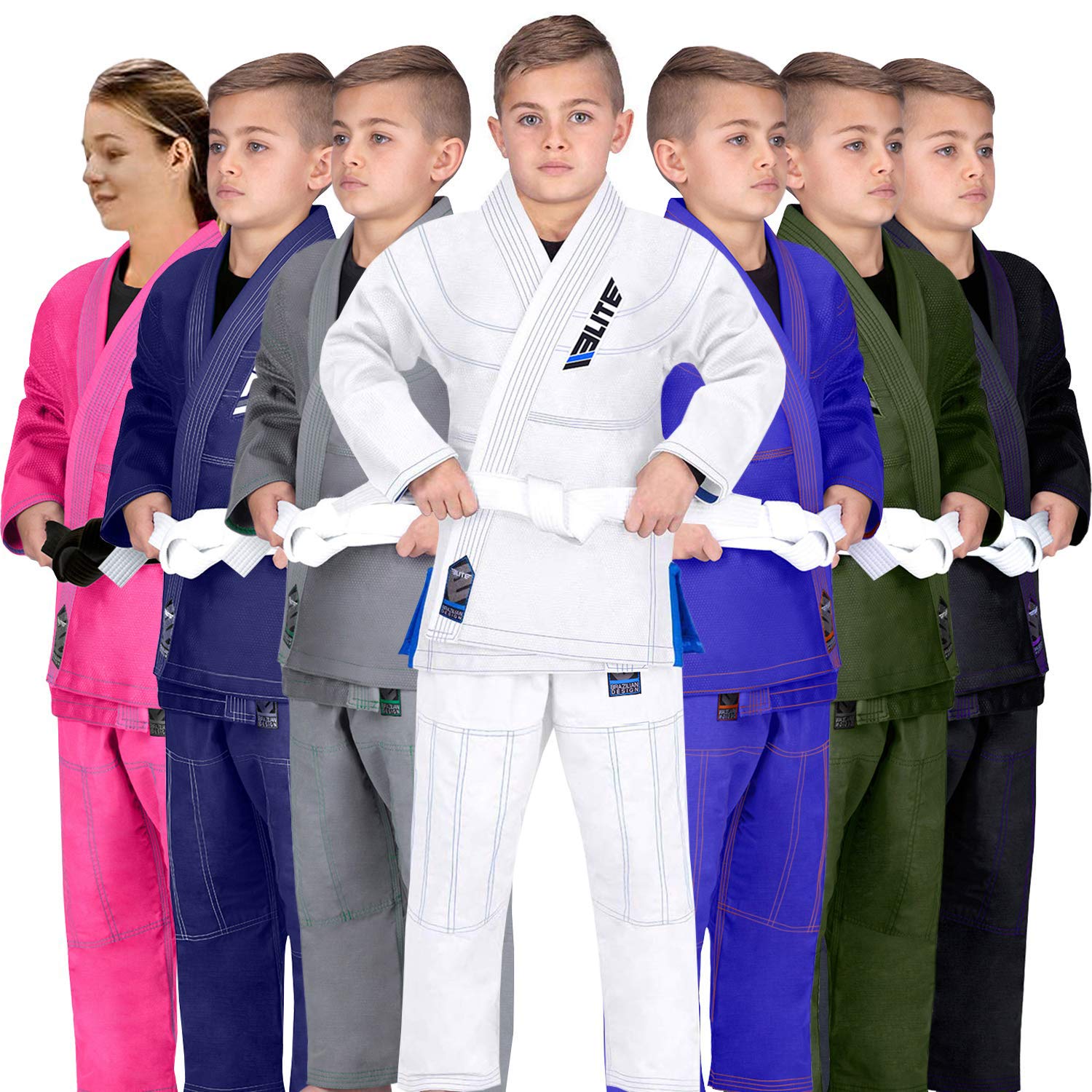 Elite Sports Boys White Ibjjf Ultra Light Bjj Brazilian Jiu Jitsu Gi For Kids With Preshrunk Fabric And Free Belt