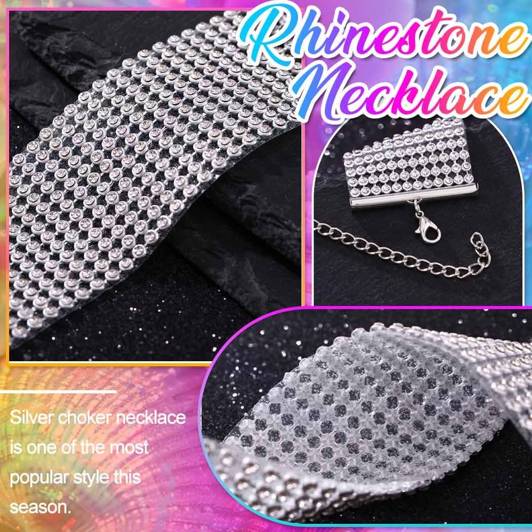 Nicute Rhinestone Necklace Jewelry Silver Crystal Wide Choker Necklace Sparkly Collar Necklaces Prom for Women - Image 5