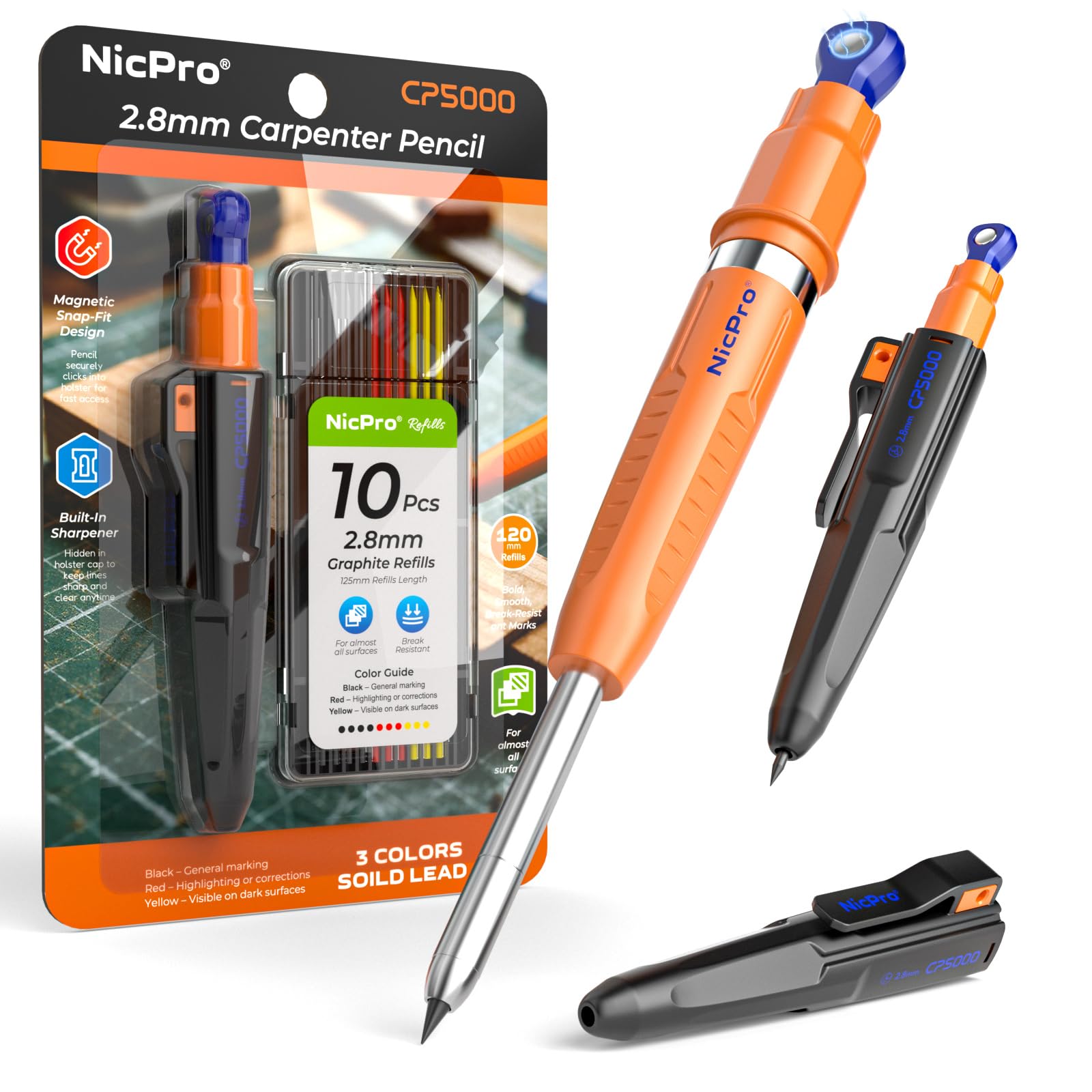 Amazon.com : Nicpro New 7-in-1 Magnetic Carpenter Pencils with