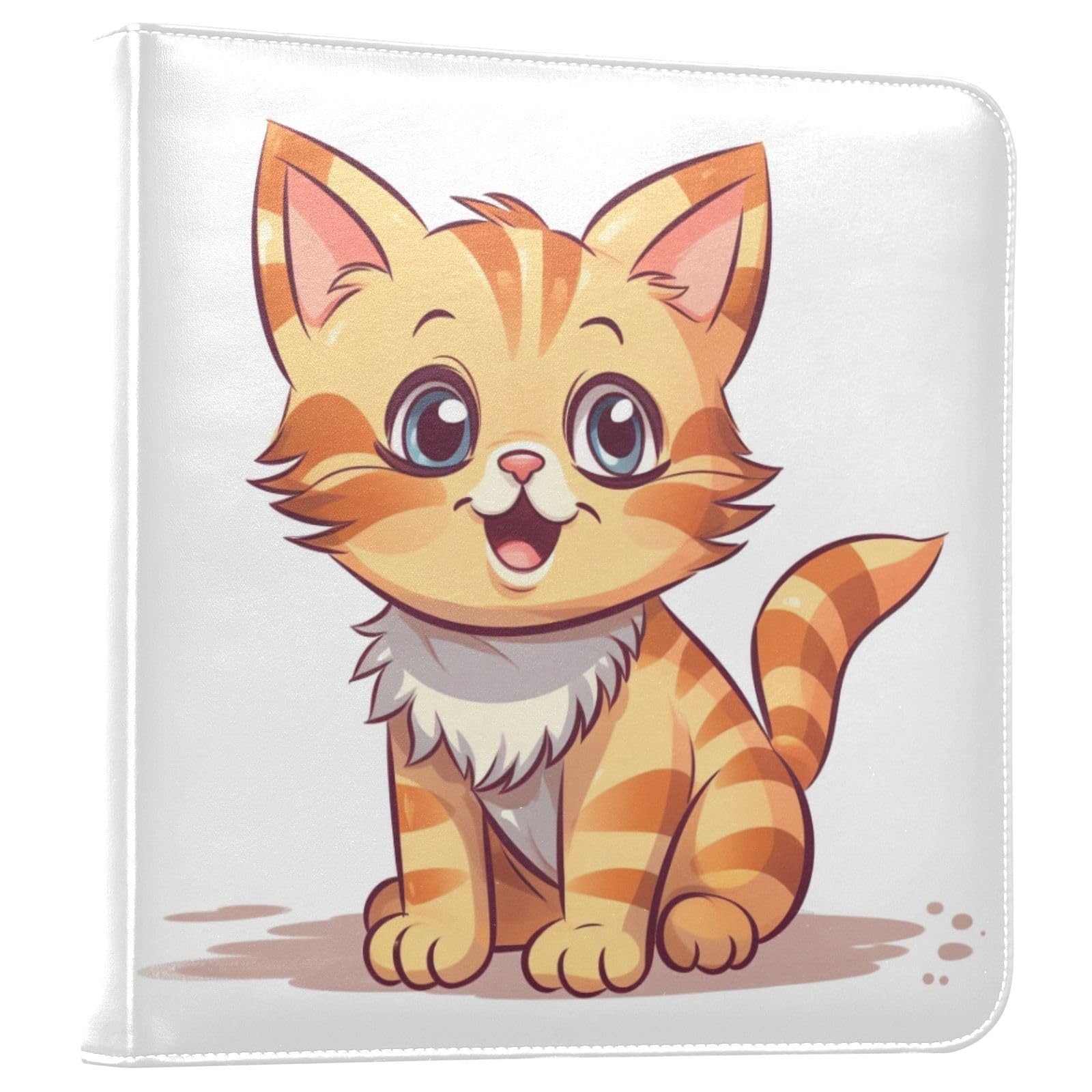 JIPONI Cute Cat Large Photo Album, DIY Leather Cover Scrapbook Albums for 4x6 5x7 6x8 Pictures, Self Adhesive Memory Book for Wedding, Baby, Family