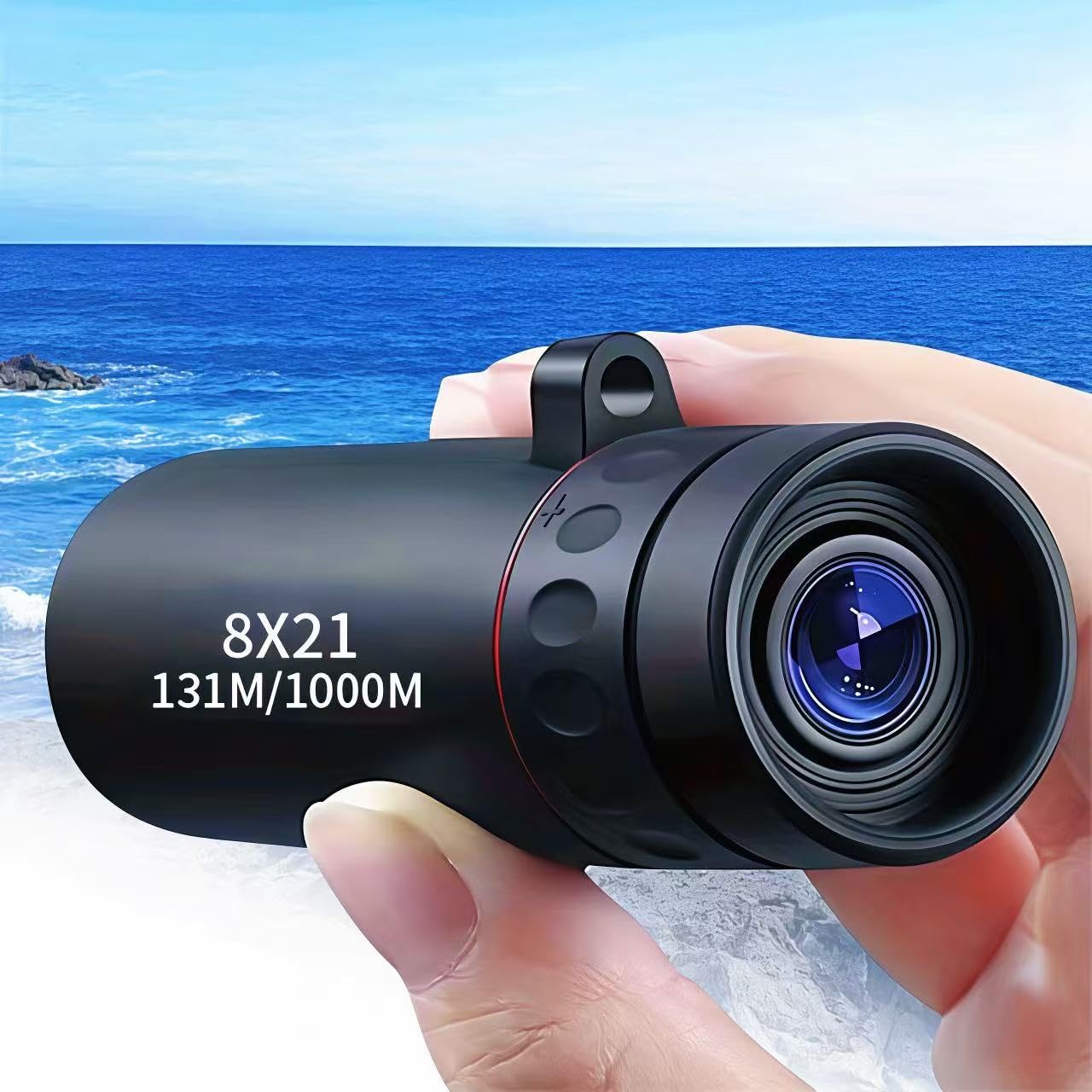 Mini Monocular Telescope – Waterproof, Non-Slip, Adjustable Focus, Compact Optical Monocular for Adults – Ideal for Outdoor Activities, Black