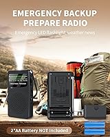 Vista 5 de FM AM SW Back Clip Pocket Radio, Battery Operated Mini Radios, Portable Shortwave Transistor Radio with Emergency LED Flashlight &