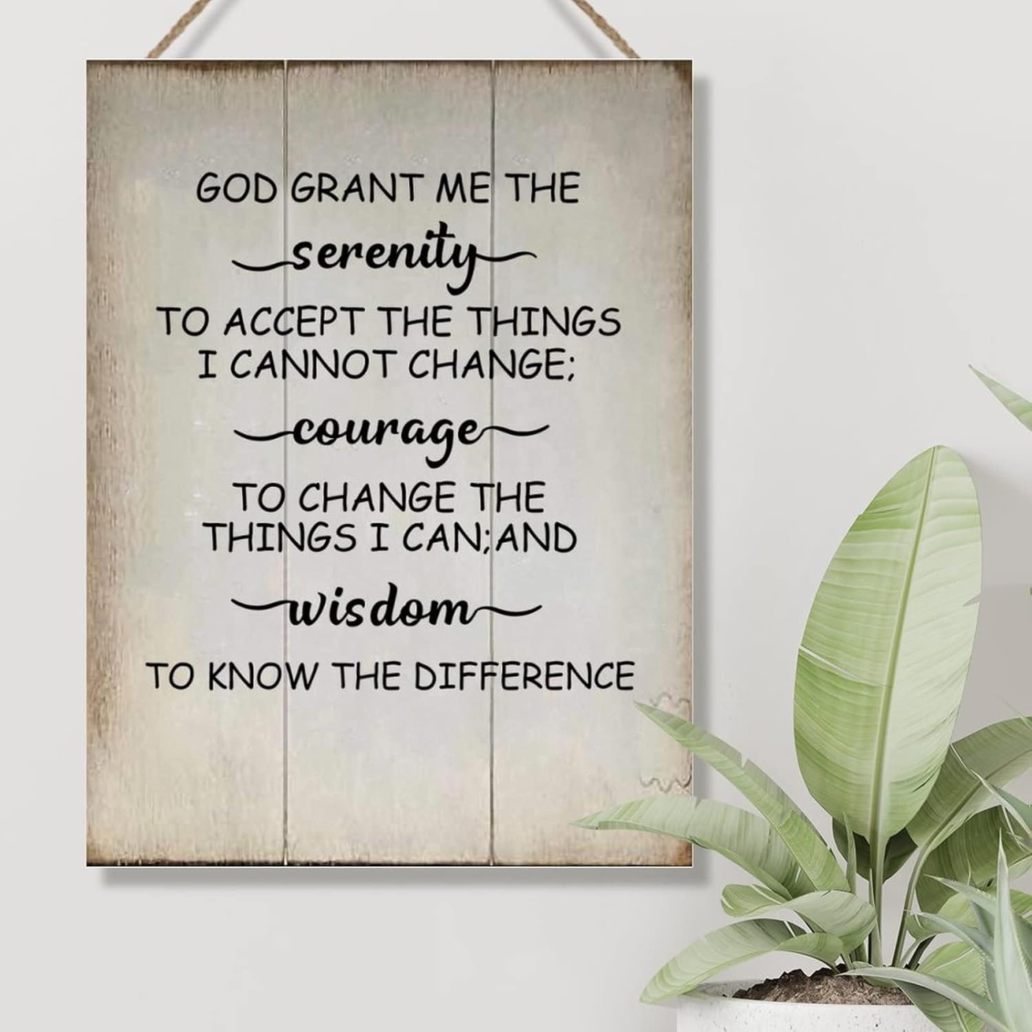 Wooden Sign Plaque God Grant Me The Serenity to Accept The Things Sign Religious Jesus Motivational Quote Wall Hanging Signs Rustic Wood Sign for Living Room Bedroom 18x24in