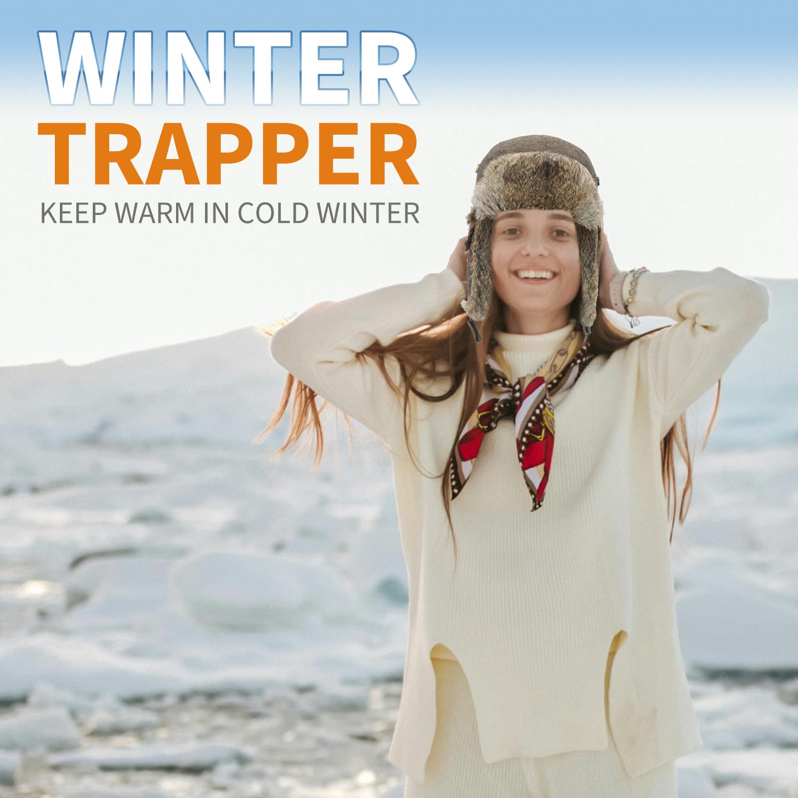 Unisex Fliegermütze Rib Wolle Bomber Aviator Pilot Hat Faux Fellmütze Winter Russische Mütze Herren Bomber Hut