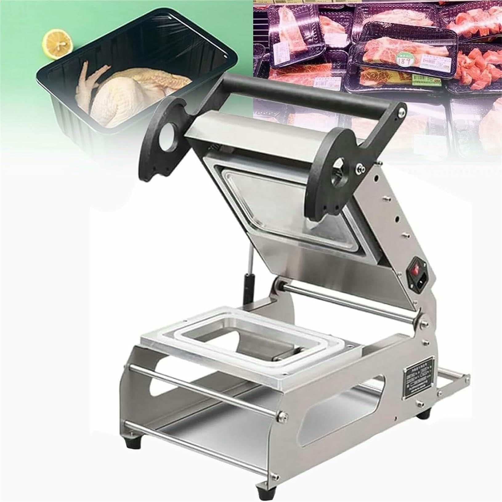 AYCDL Food Sealing Packing Machine, Commercial Sandwich Tray Heat Sealer, for Fresh Fruits, Vegetables, Meat, Fish