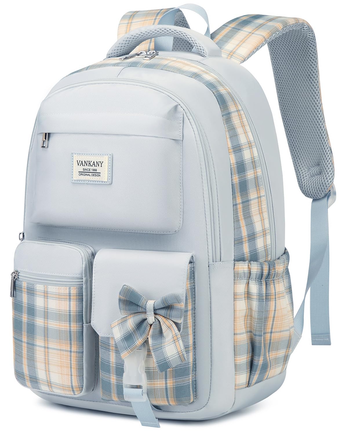 VANKANY School Backpack for Teen Girls, Cute Bookbag Laptop Bag for Middle School Highschool College Women, Student Backpack Morral Escolar Niña (Blue