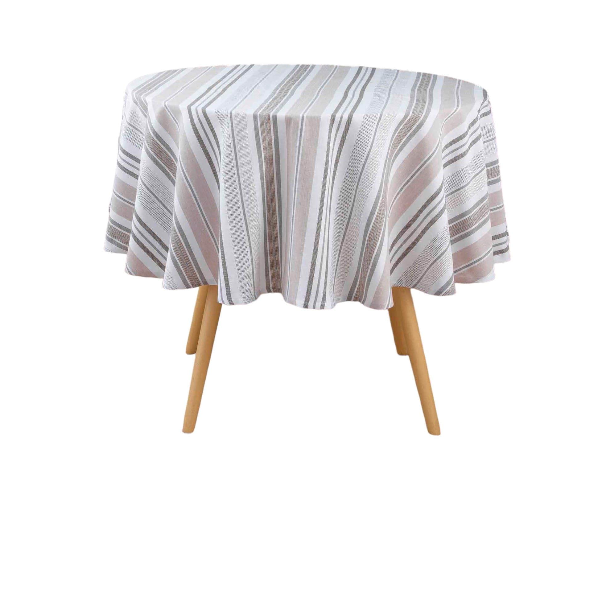 Douceur d'Intérieur Tablecloth Round (Diameter 180 cm) Melina, Cotton & Recycled Polyester GRS, Natural, 70.9 inch (Round)