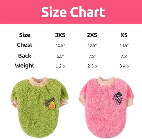 2 Pack Guinea Pig Clothes Rabbit Sweater Chihuahua Costume Warm Vest Flannel Clothing Fleece Pet Shirt for Small Animal Kitten Ferret Chihuahua Puppy(PinkGreen,X-Small)