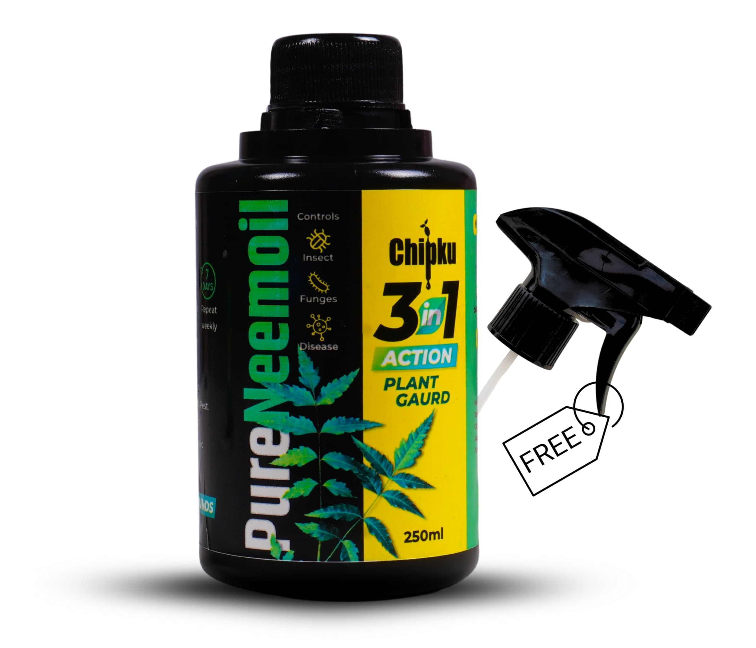 Chipku Pure Cold Pressed Water Soluble Neem Oil 250ml Pack of 2 With Free Spray Gun Concentrate For Plants & Garden For Indoor &Outdoor Removes Aphids Fungus Thriphs For Making 50 Neem Spray Bottles-image-25