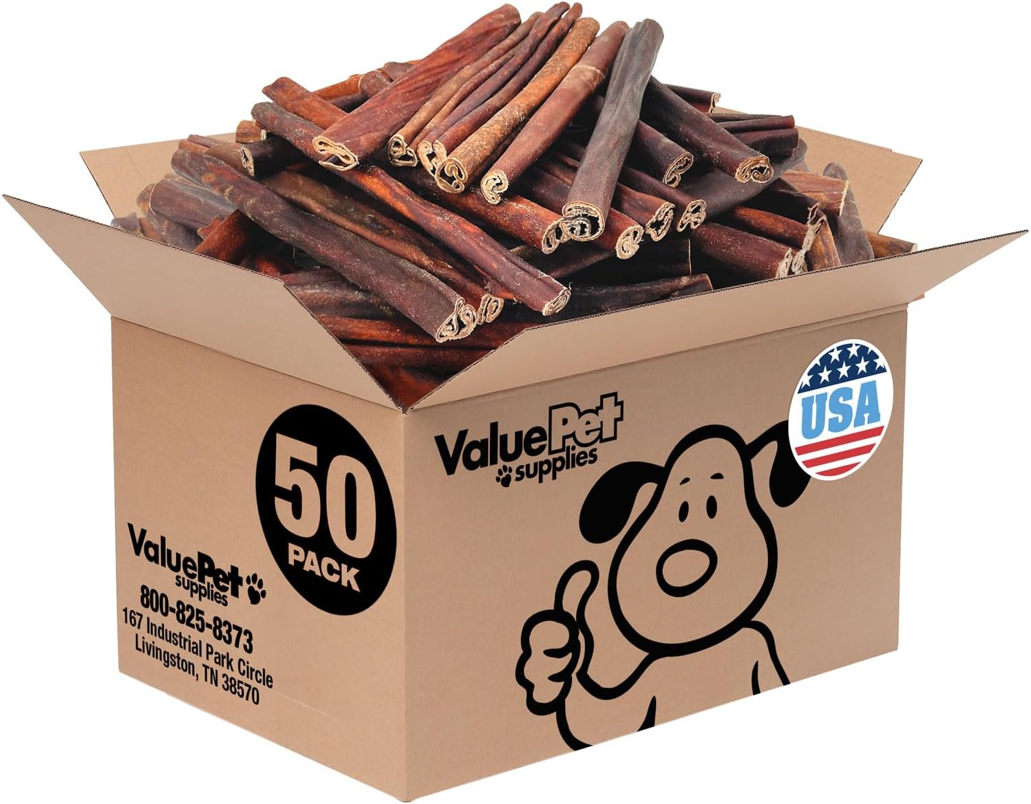 ValueBull USA Collagen Sticks for Dogs, 12 Inch Super Jumbo Chews, Natural Long-Lasting Dog Treats, 50 Count Bulk Pack - Promotes Joint, Skin & Coat Health with Glucosamine and Chondroitin