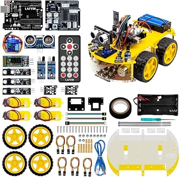 LAFVIN 4WD Multi Robot Car Kit Upgraded V2.0 Robot STEM/Graphical Programming Robot Car Compatible with Arduino IDE with Tutorial