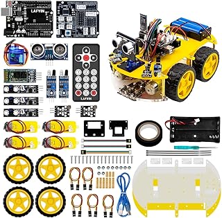 LAFVIN 4WD Multi Robot Car Kit Upgraded V2.0 Robot STEM/Graphical Programming Robot Car Compatible with Arduino IDE with Tutorial
