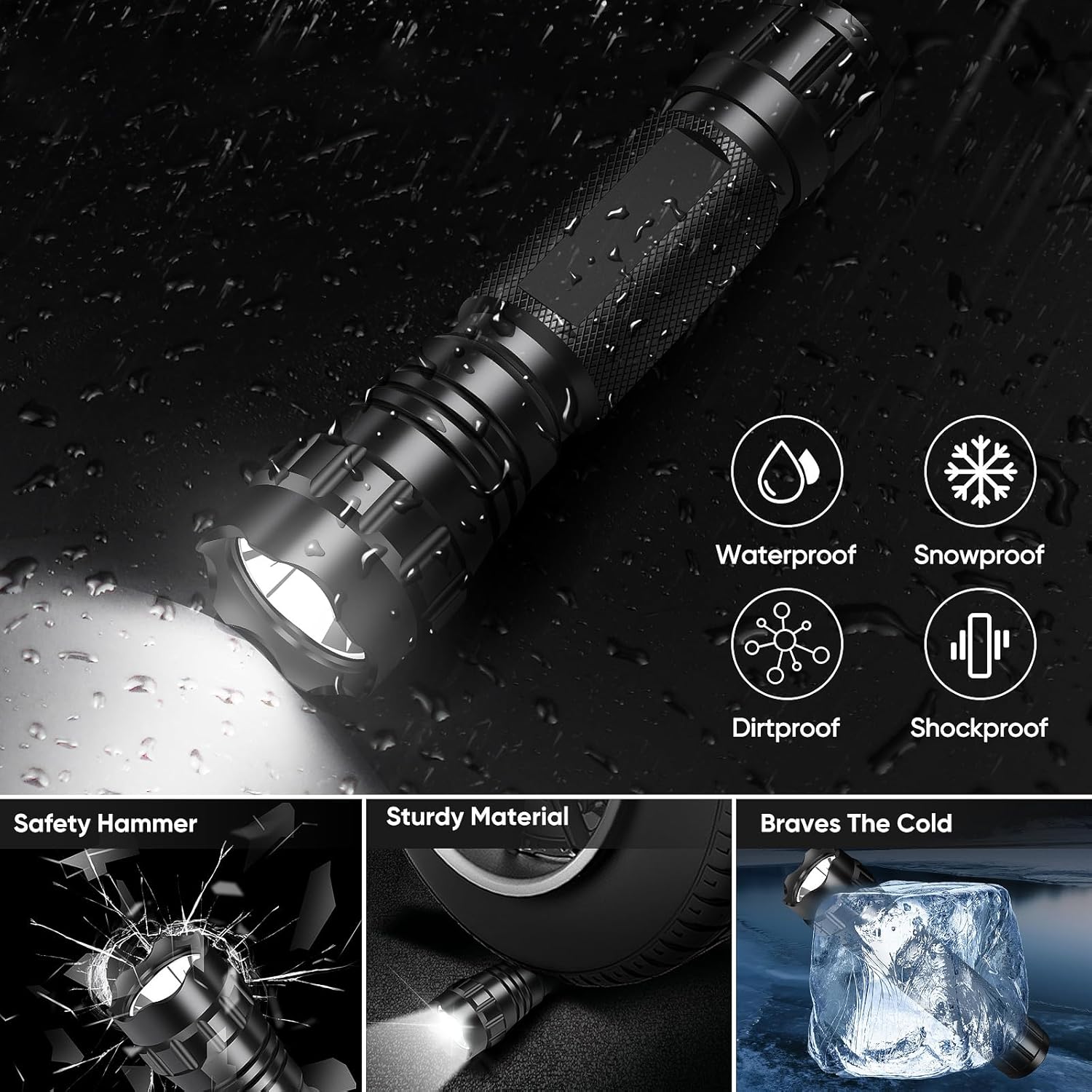 WINDFIRE 2000 Lumens Weapon Light Tactical LED Flashlight Rifle Lights with Quick Release Picatinny Rails Offset Mount, Remote Pressure Switch
