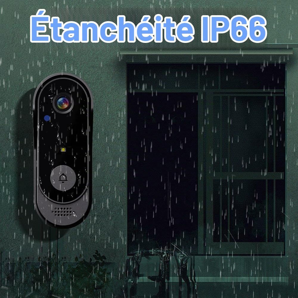 KEPEAK Caméra de sonnette vidéo sans fil avec moniteur, étanche IP66, grand écran de 4,3", vision 120°, batterie 1000 mAh, audio bidirectionnel, vision nocturne, aucune application/WLAN nécessaire