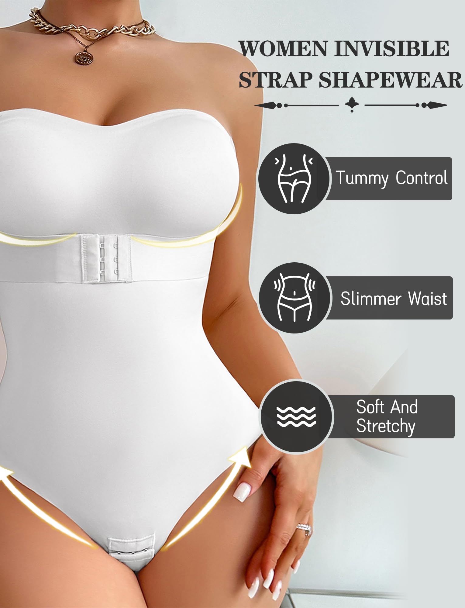 FEOYA - Body esculpir para mujer, diseño de vientre plano, para mujer, invisible push up bodysuit sin tirantes con acolchado extraíble y tirantes