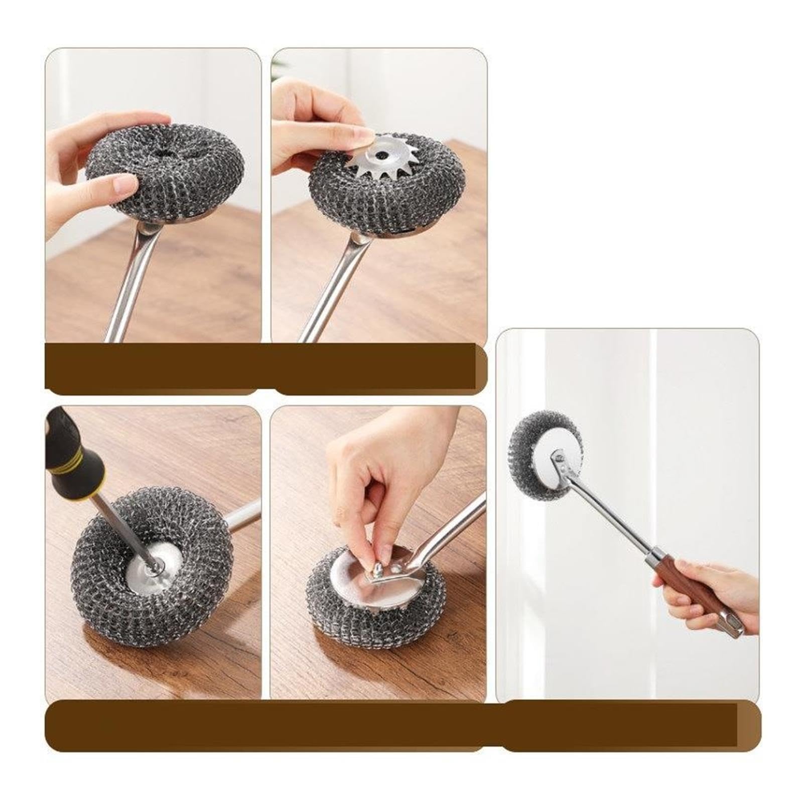 2pcs Extra Thick Stainless Steel Pot Brush pour Cuisine