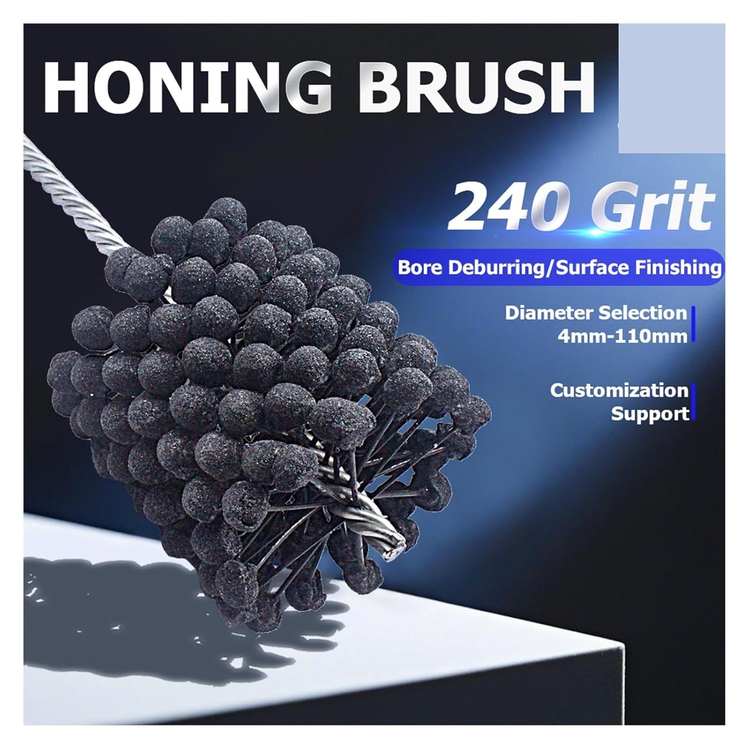 Abrasive Ball Deburring Brush POP Industrial Abrasive Hone Brush 240Grit SiC Ball Bore Deburing Deglazing Surface Finishing Robotic Power Tool Drill CNC(Diameter 20mm)