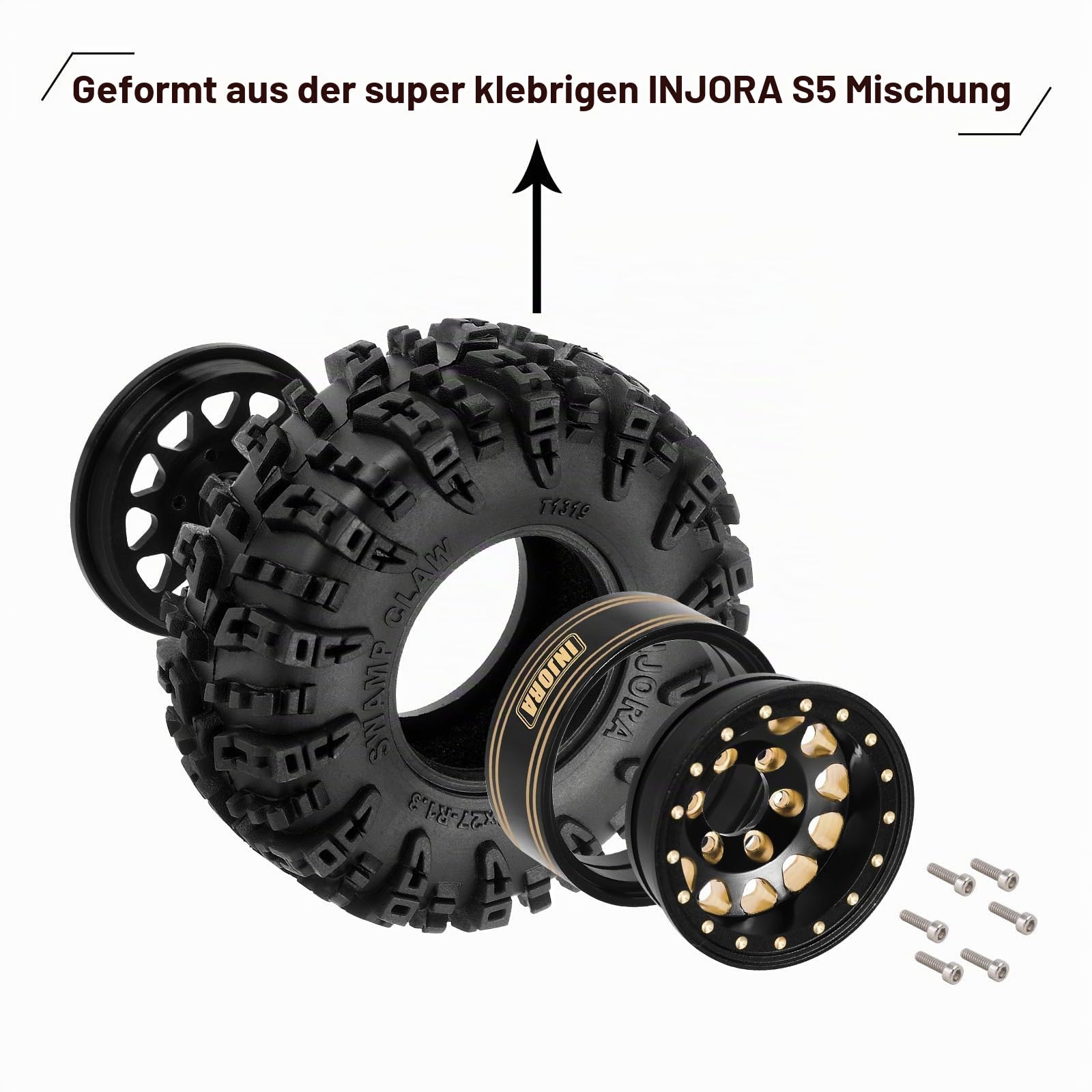 INJORA 1.3 Beadlock Reifen Set S5 Swamp Claw Gelände Reifen 70 * 27mm für TRX4M SCX24 1/18 1/24 RC Crawler Auto