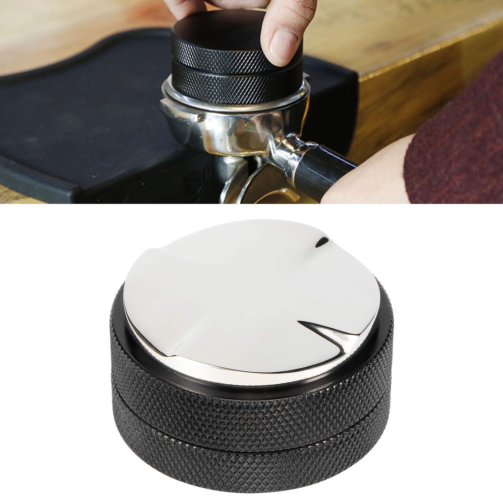 Pressino caffè Distributore Livellatore Strumento professionale in acciaio inossidabile Altezza regolabile Filettatura antiscivolo Design ergonomico per Espresso Uso domestico (58mm [Base a quattro