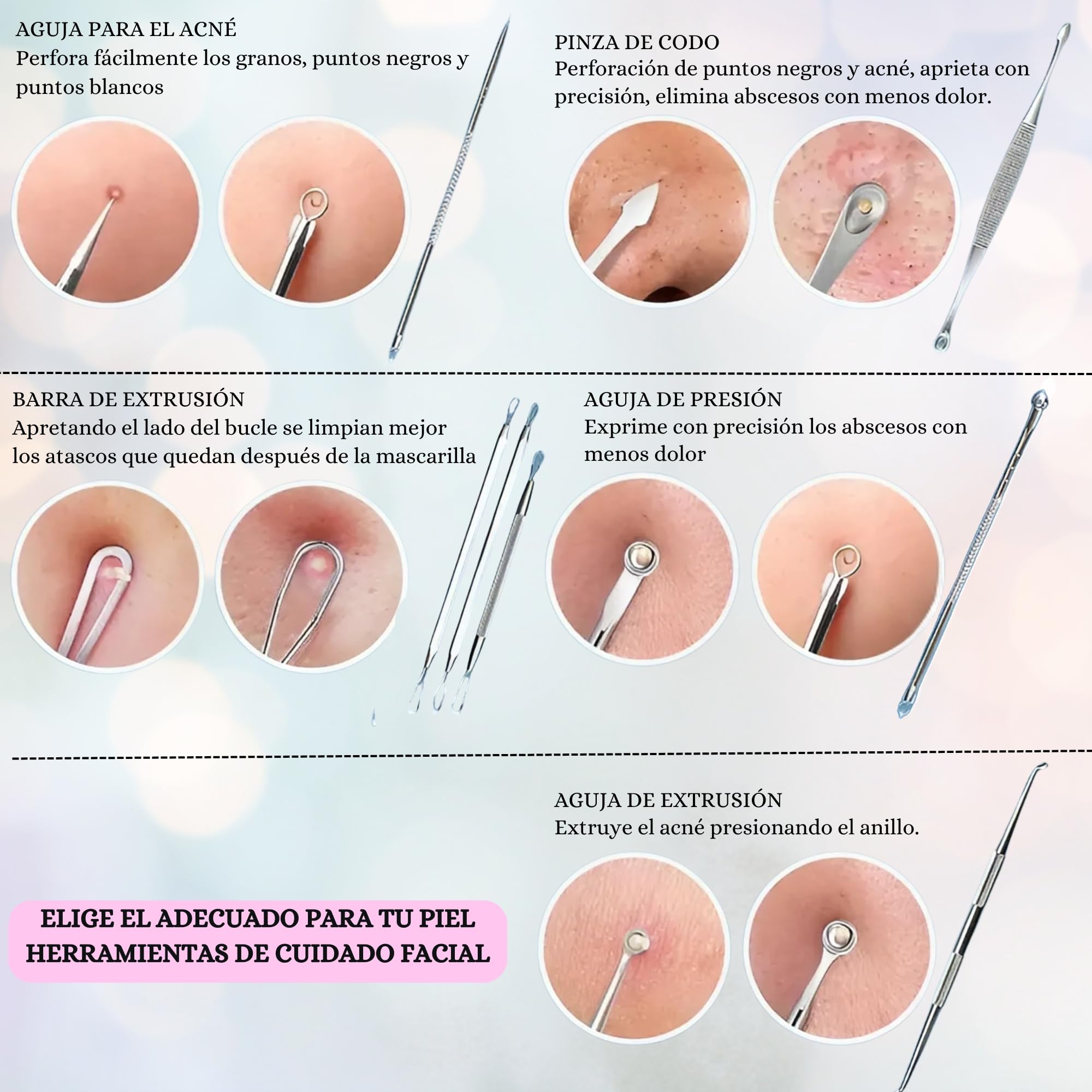 Ultradźwiękowy peeling do twarzy z 3 trybami, szpatułka do oczyszczania twarzy, peeling do twarzy, lifting twarzy, debugger do skóry, zestaw 7 narzędzi do usuwania zaskórników i czarnych kropek w