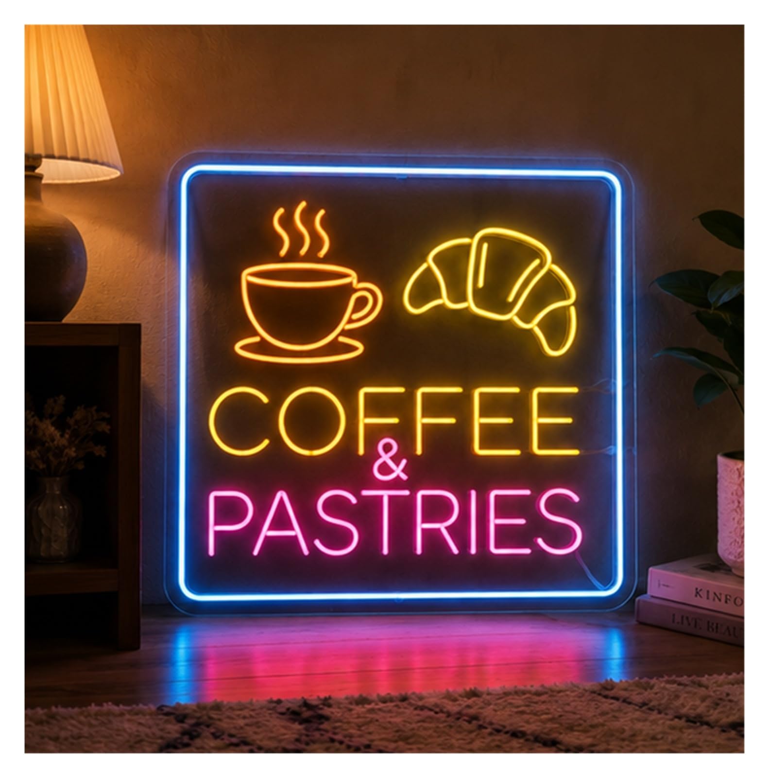 Decoración Lámparas Coffee Pastries Croissant Cafe Bakery Shop Letreros De Neón