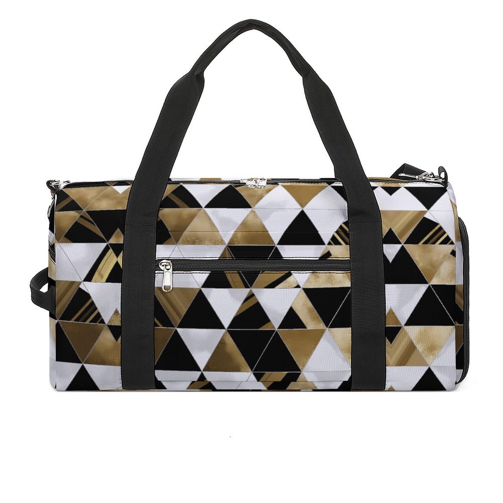 Turnbeutel Mode Modern Schwarz Weiß Gold Dreiecke Turnbeutel für Damen Herren Rucksack Turnbeutel mit Schuhfach Wiederverwendbar Turnbeutel Mini Turnbeutel Mode Modern Schwarz Weiß Gold Dreiecke