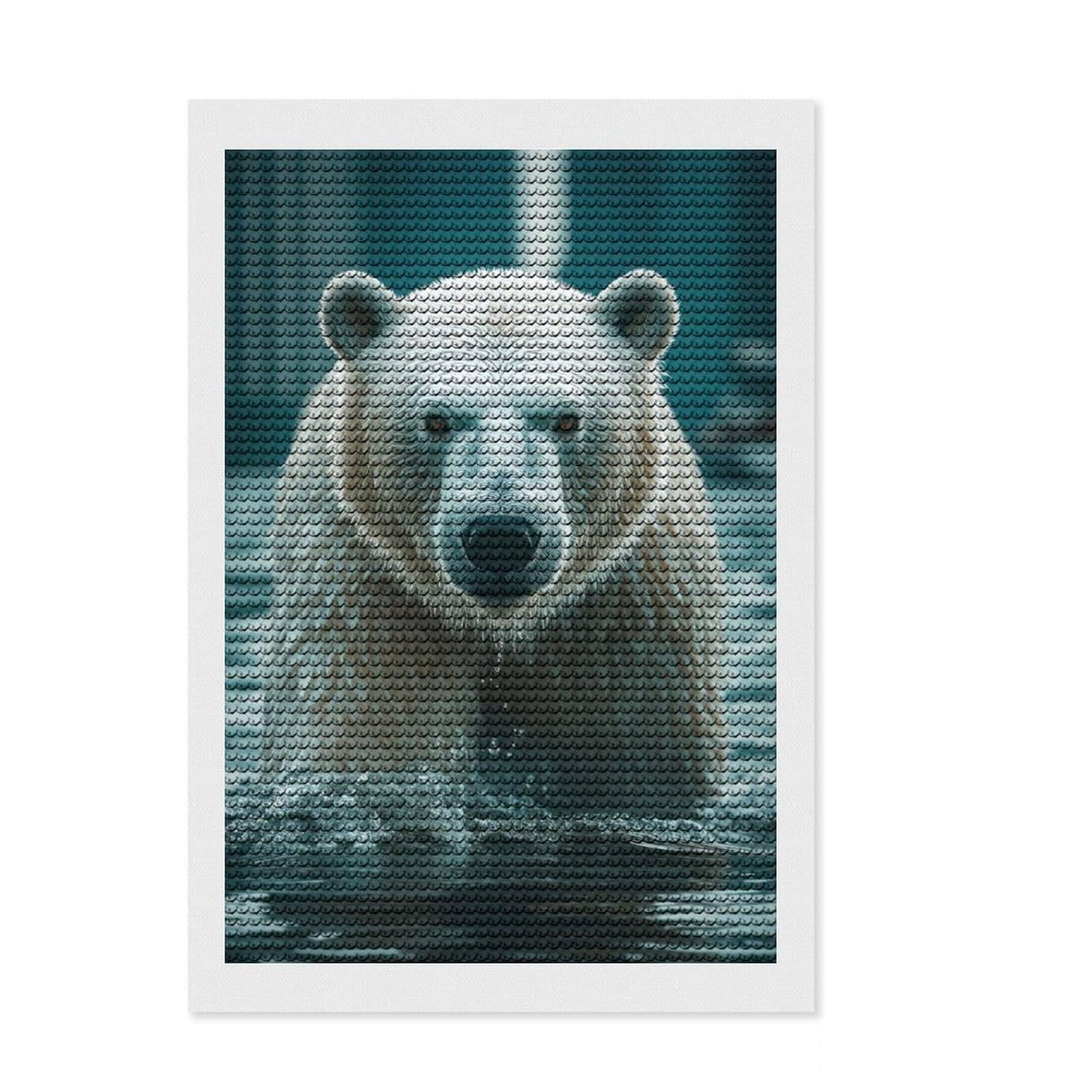 Junmoney Majestic Polar Bear Full Drill Diamond Painting Kit 8"x12", for Women, Stress Relief Craft, Aesthetic Room Decor, Birthday Gift