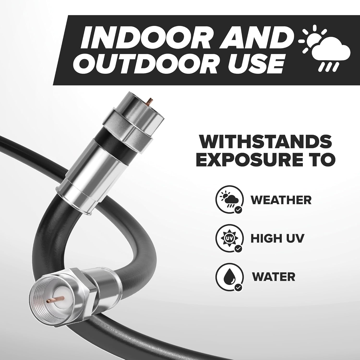 THE CIMPLE CO - RG6 Coaxial Cable 150 FT - RG6 Coax Cable for TVs, Antennas, Internet, CATV, Audio/Video - Dual Shielded Indoor/Outdoor Coax Wire 150 Feet (45 Meters), Black