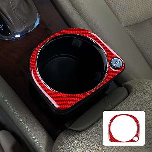 Fibra de carbono, para accesorios Benz, soporte de taza de consola central, cubierta de marco, adhesivo compatible con Mercedes Benz Clase C W203