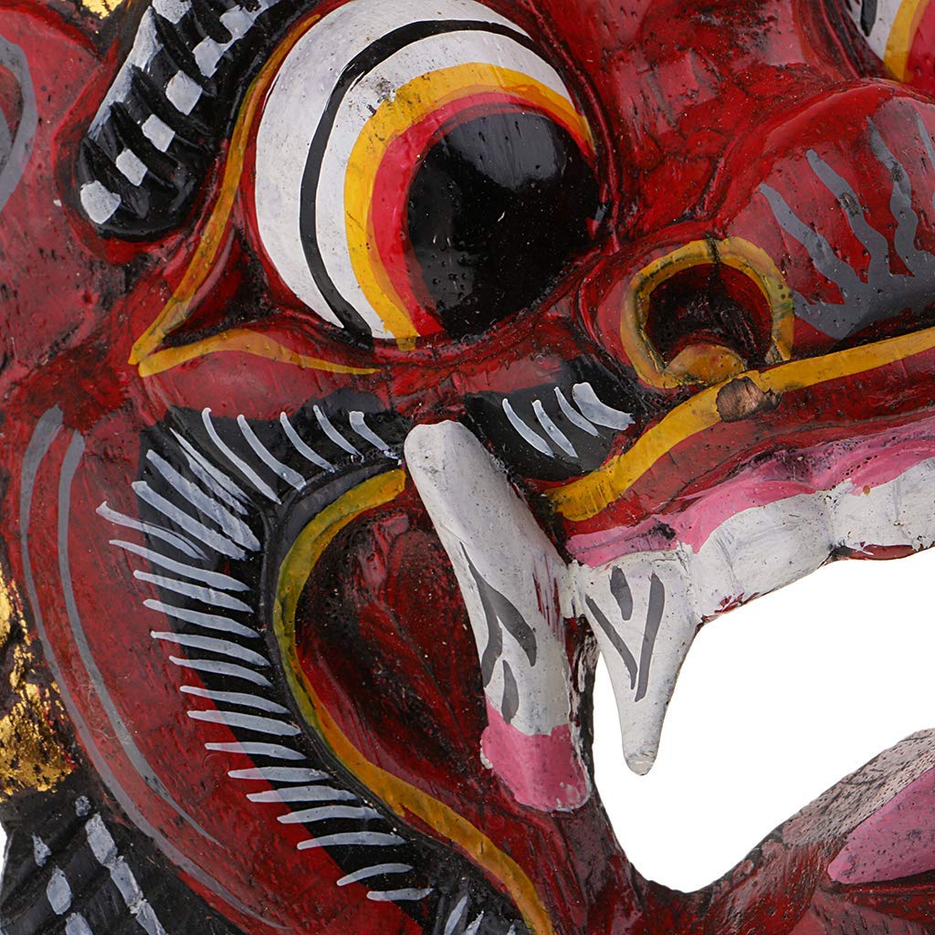 Masque Mural Sculpté Main - Artisanat Lombok - Commerce Équitable - Bois Multicolore