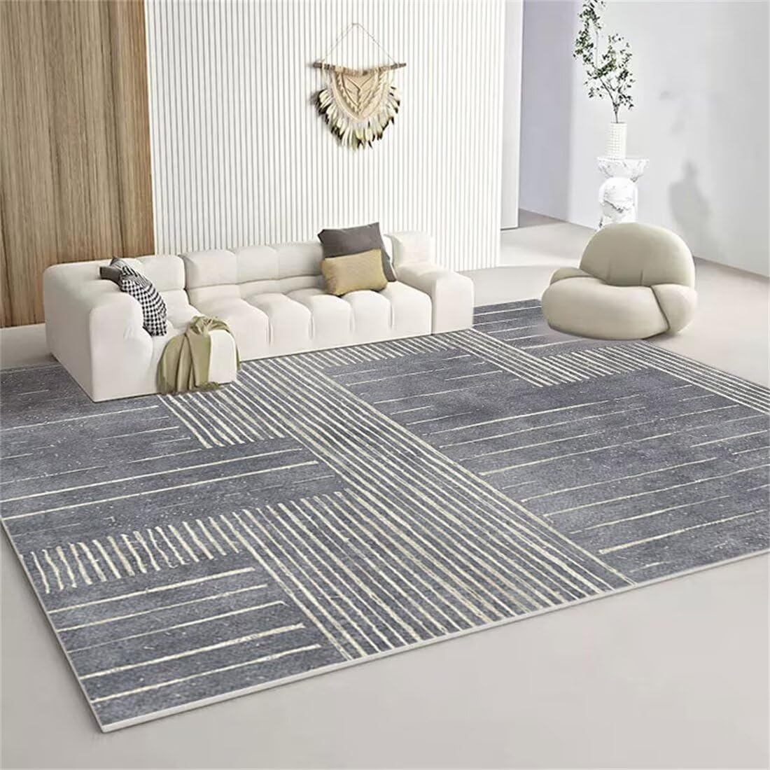 Tapis de sol bleu gris anti-poussière pour salon et chambre ado