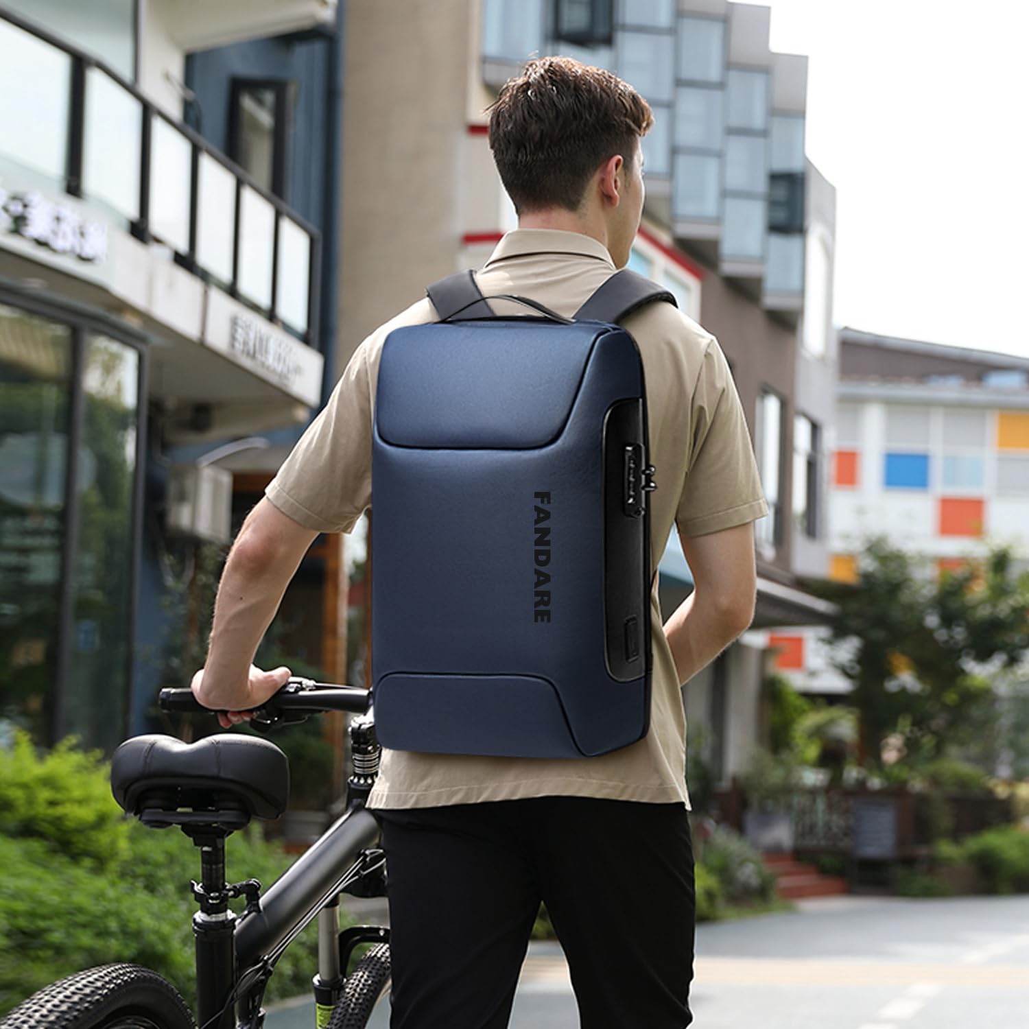 FANDARE Antirrobo Mochila Mochila Portatil 15.6 Pulgadas Mochila Hombre Mujer Mochila con Puerto de Carga USB Bolsos Bandolera para el Laptop para Ordenador del Negocio Trabajo Diario Viaje Azul A