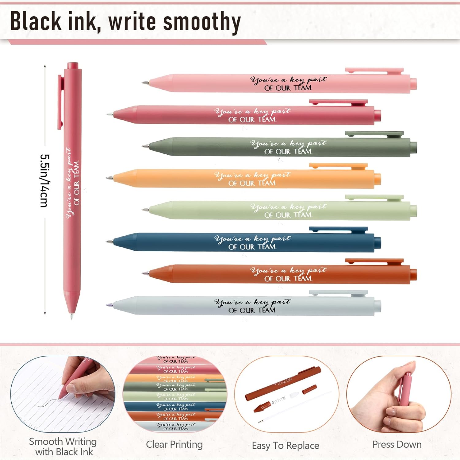 Resurhang 48 Pcs/24 Set Employee Appreciation Gift for Coworkers Staff Teacher Positive A6 Spiral Journal Notebook with Pen for Team Volunteer Week Lab Week(Bright Color,Team Together)