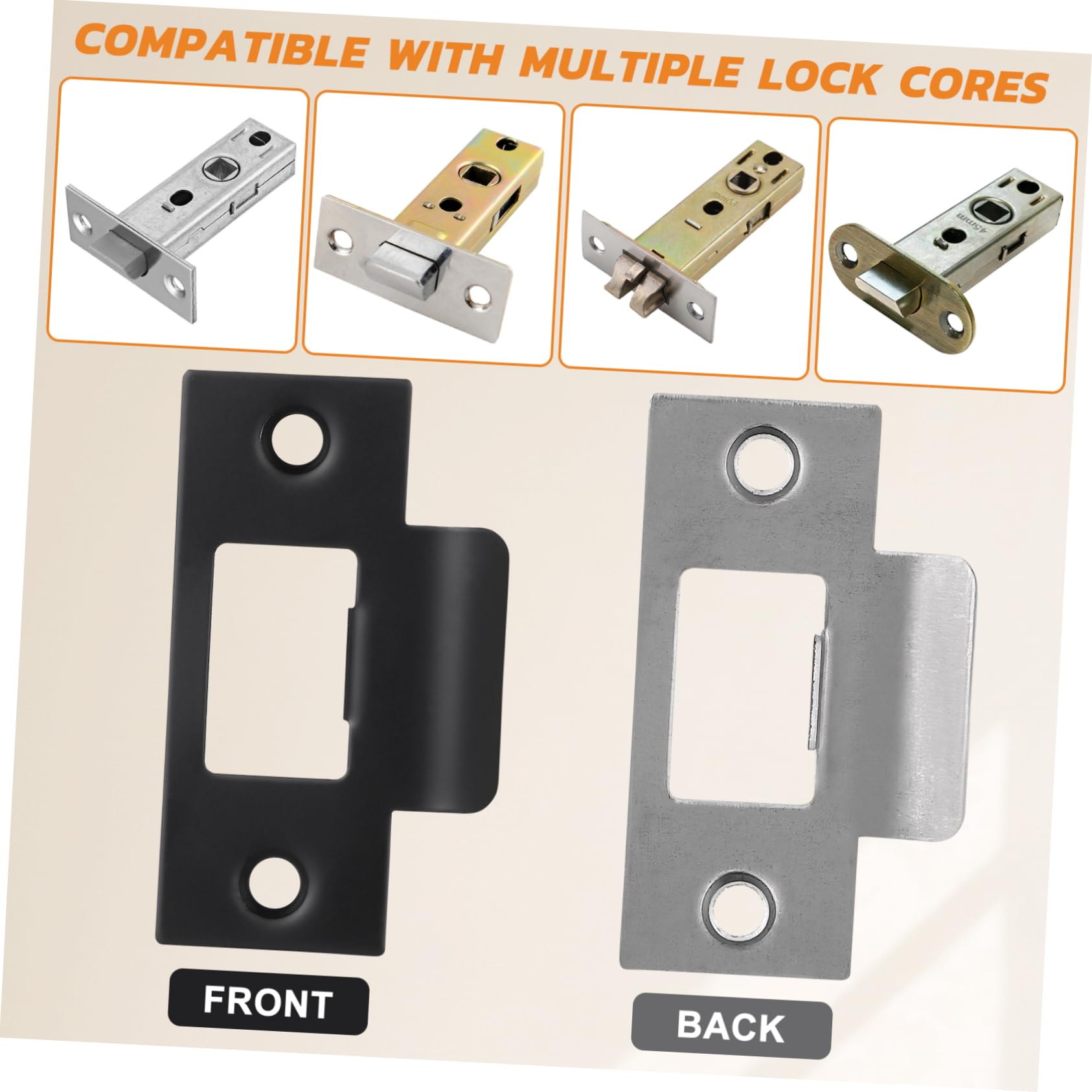 Lurrose 4 Ensembles Guide De Serrure De Porte Loquet Le Buteur Clé Verrou Porte Plaque De Fixation De Verrouillage De Porte Plaque De Réparation De Porte Acier Inoxydable Noir 4 Pièces * 4