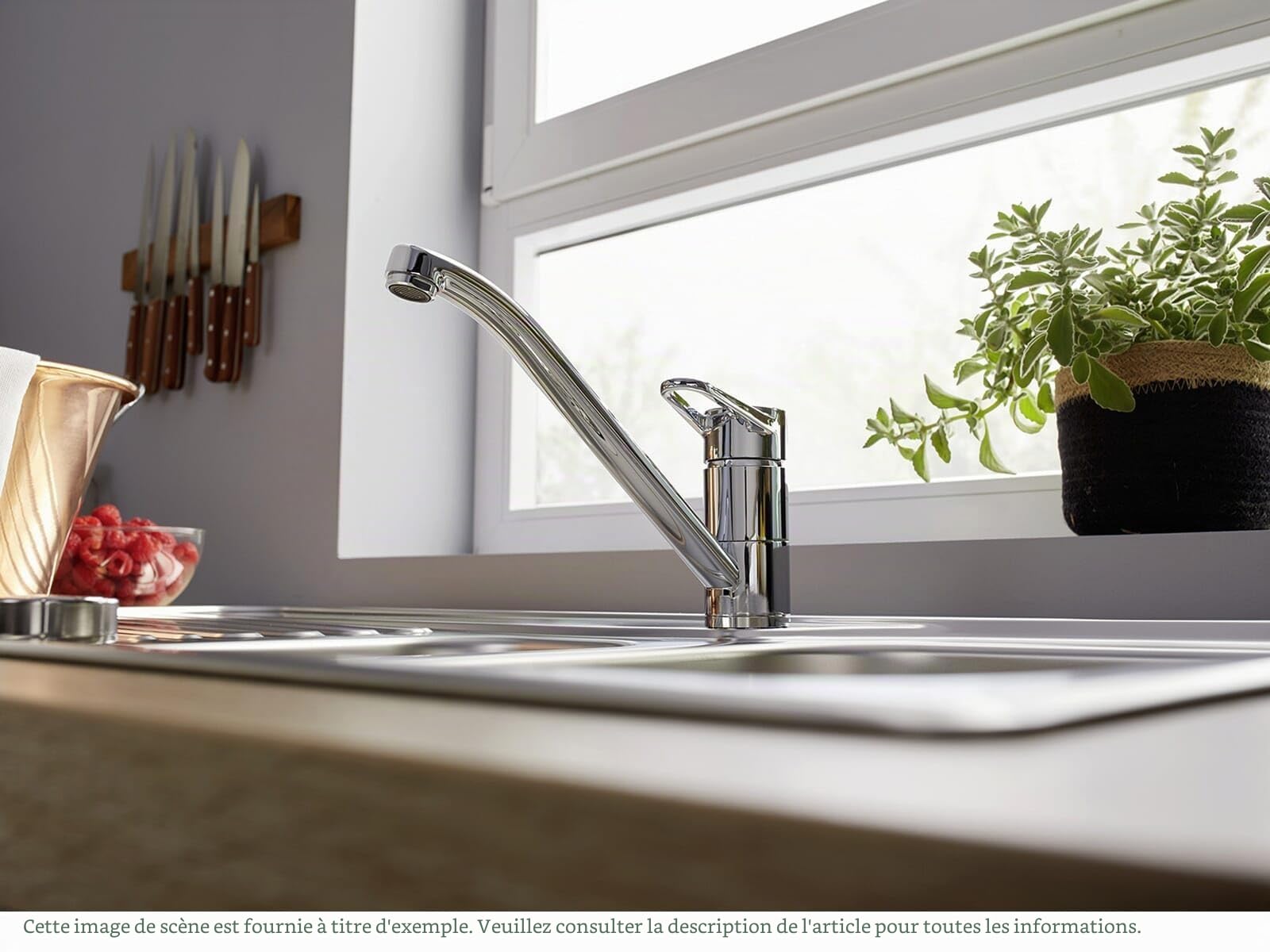BLANCO WEGA II Robinet de cuisine chromé haute pression Clapet anti-retour Cartouche en céramique Qualité de l'eau garantie et économie d'eau