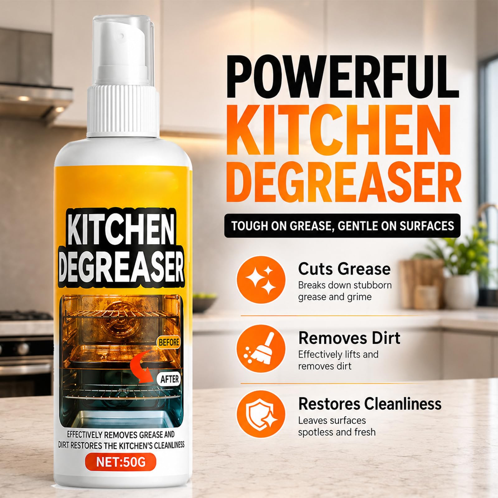 Kitchen Degreaser Spray, Killer Spray, Backofen Herdplatte Grill50ml (3PCS)