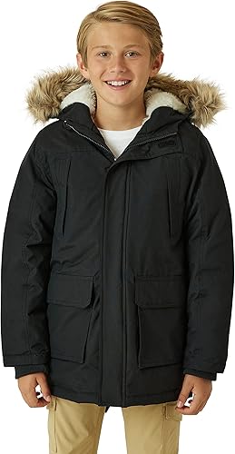 Eddie Bauer Abrigo de invierno para niños, chaqueta parka impermeable con capucha de piel sintética (3-20)