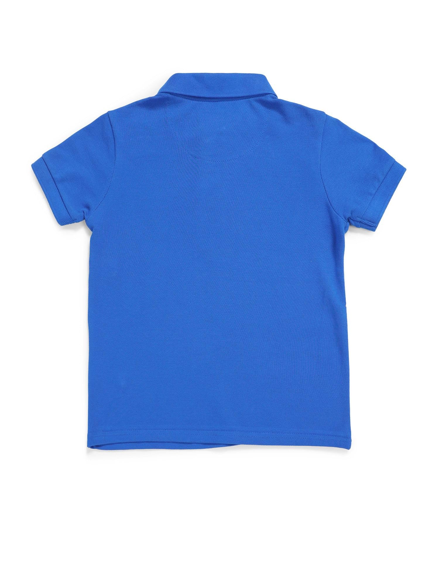 U.S. POLO ASSN. Kids Regular fit Cotton Solid Short Sleeves Polo Collar T-Shirts (UKTSHON0426_Blue_12M) 4
