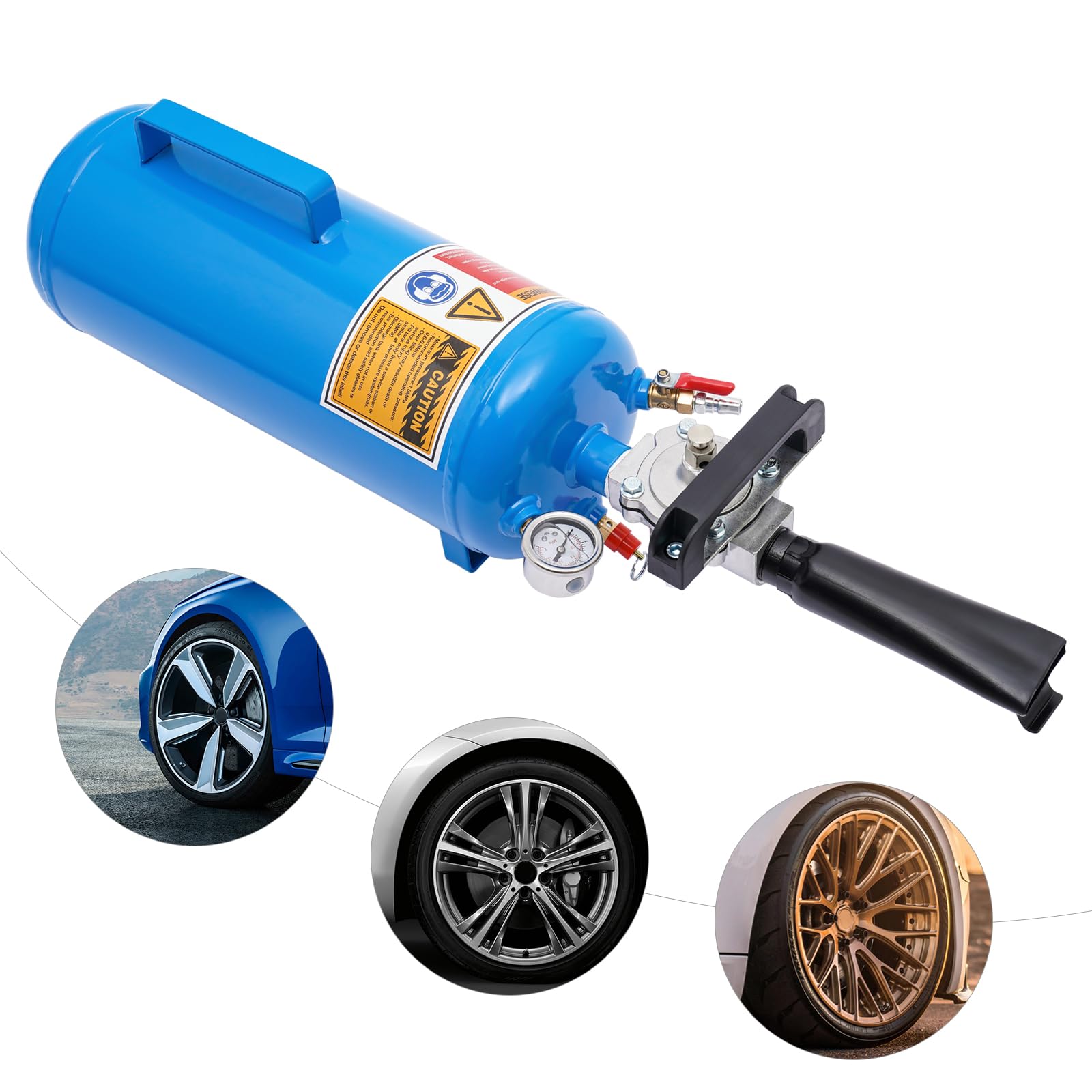 Pistola di gonfiaggio pneumatici ad aria compressa, capacità 8 l, pressione massima 1 MPa (blu)