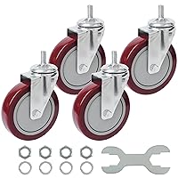 Vista 12 de Finnhomy Ruedas giratorias con vástago roscado de 4 pulgadas, juego de 4 ruedas resistentes de 3/8"-16 x 1 con freno, ruedas industriales de bloqueo