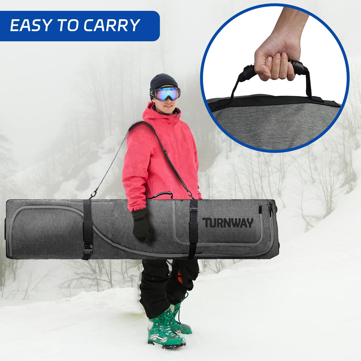 Waterproof Bag TurnWay Padded Ski Bag With Wheels For Air Travel - Main Image