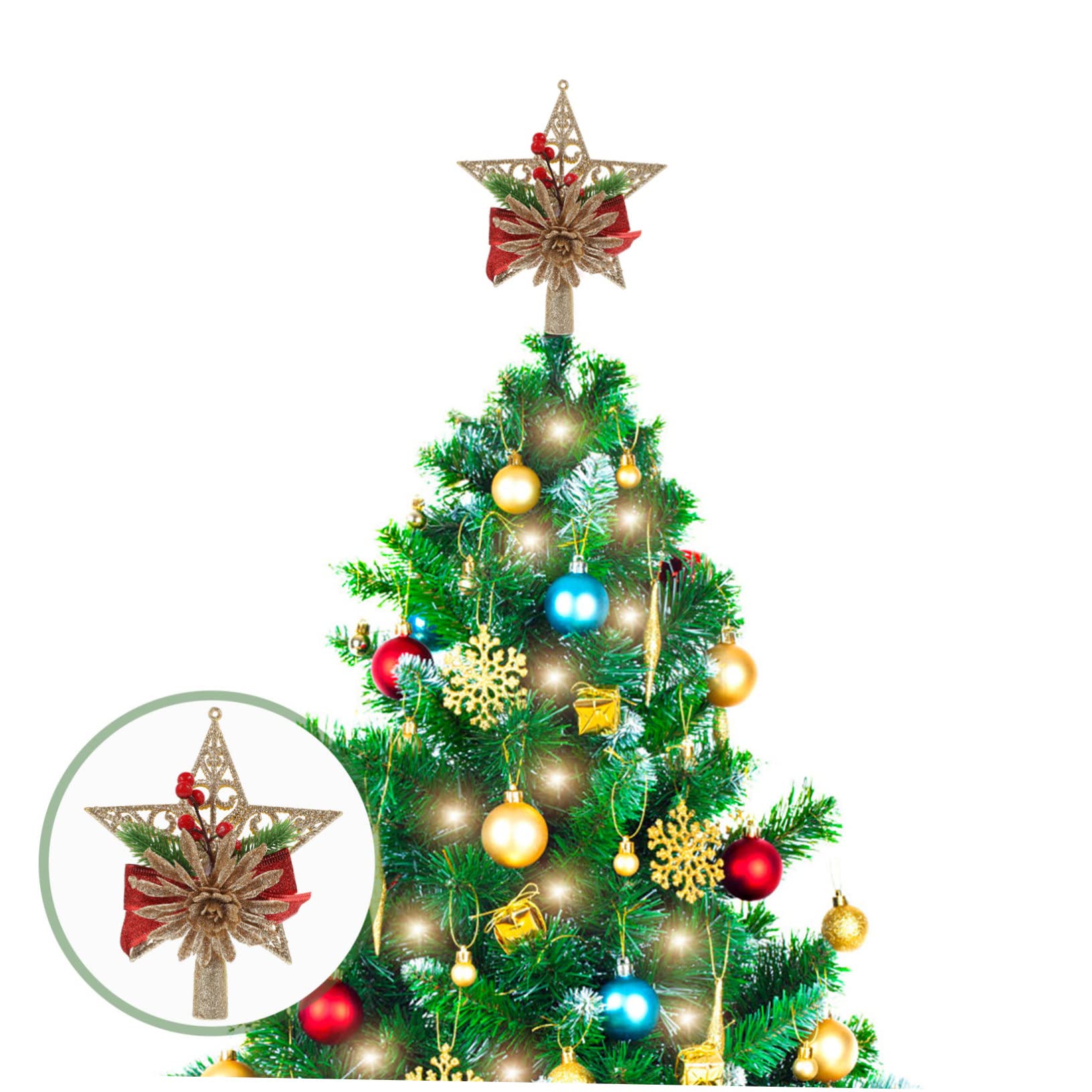 Amazon.co.jp: Ciieeo クリスマスツリー用五芒星の飾り ヴィンテージ風