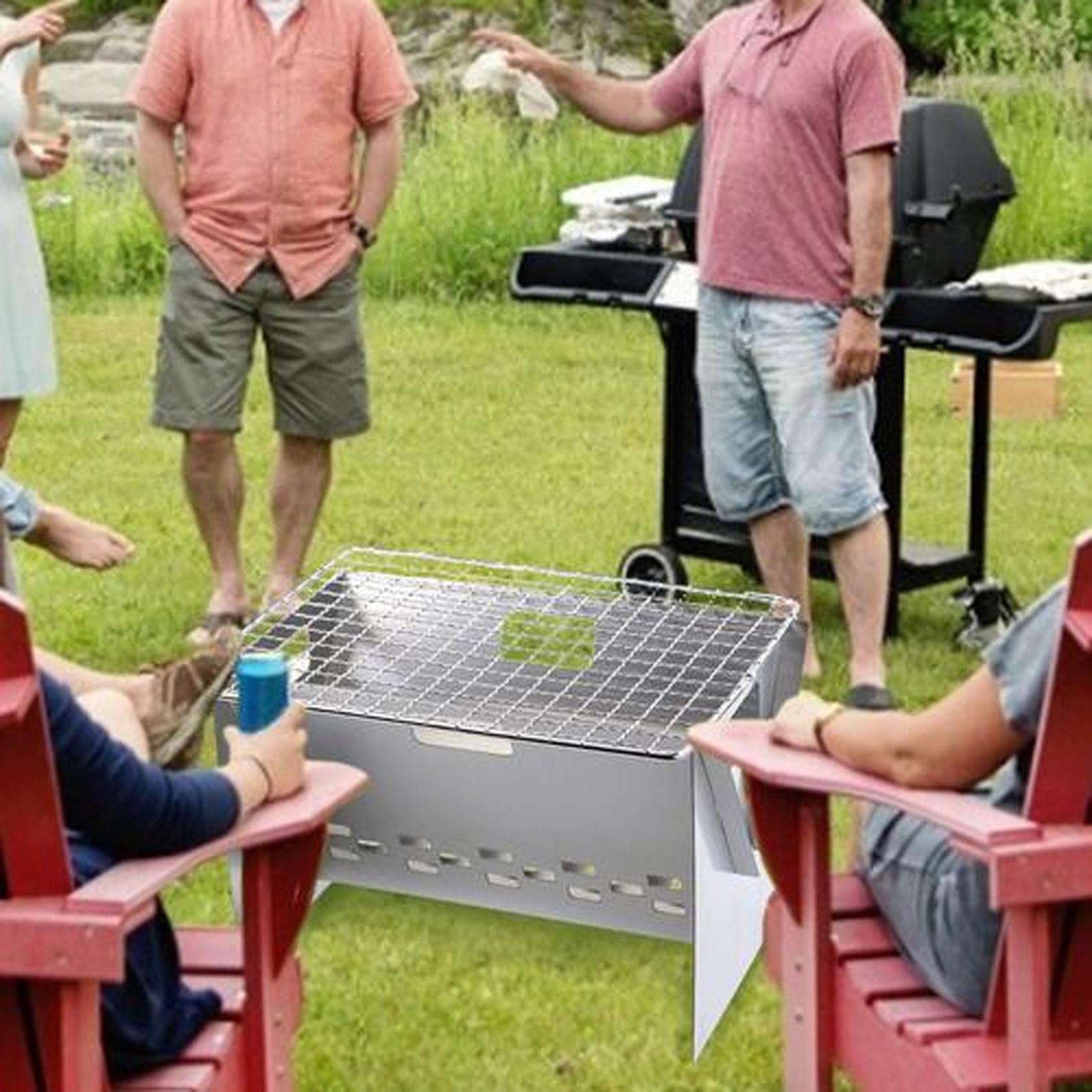 XMOD Tragbarer BBQ-Grill - -Grill aus Edelstahl,Holzkohlegrill, robuste Konstruktion für Outdoor-Grills Camping Tailgating