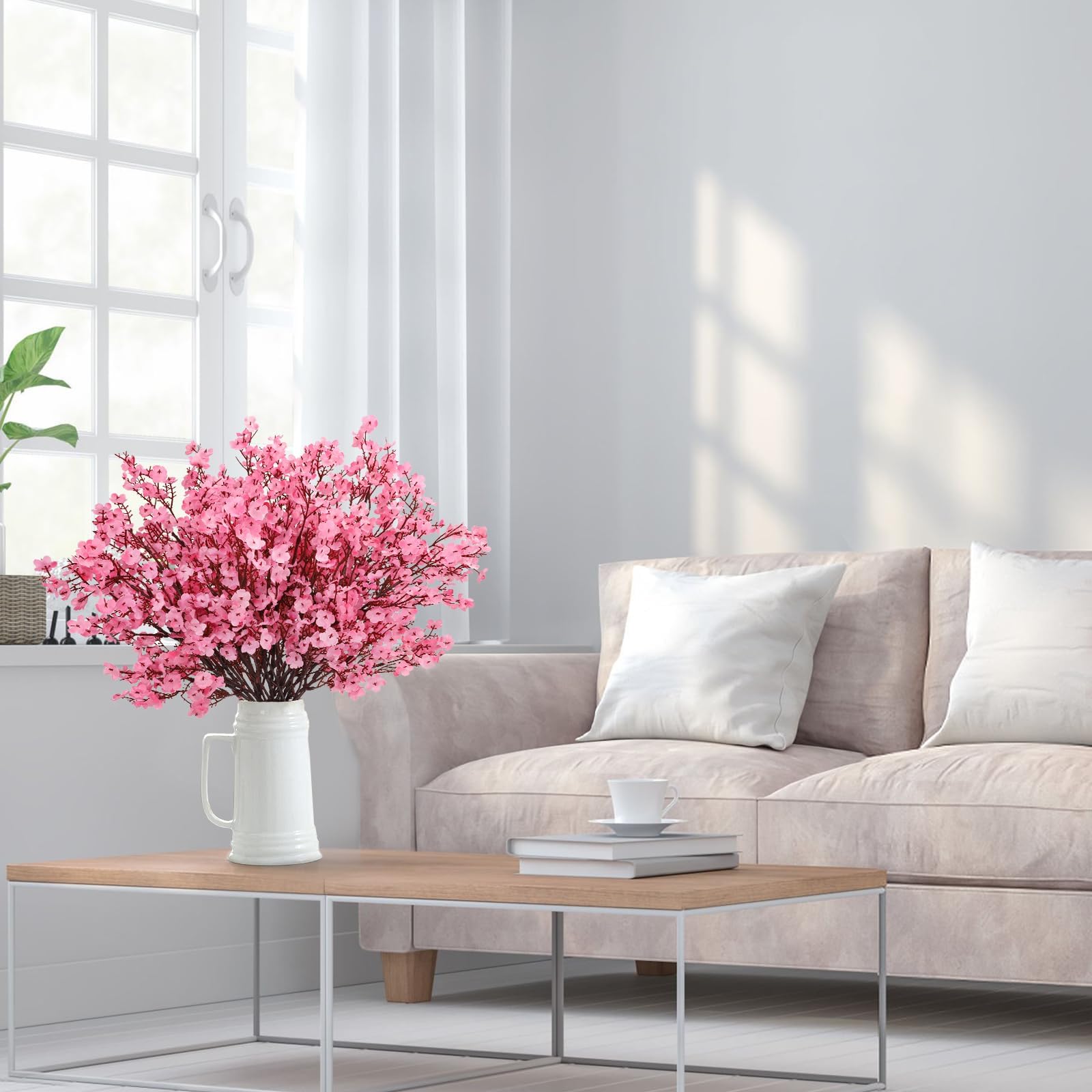 N&T NIETING - Flores Artificiales A Granel, 10 Ramo De Flores Falsas De Gypsophila Azul, Tacto Real, Arreglo De Aliento Para Bebés, Bodas, Fiestas Florales, Centros De Mesa, Decoración Del Hogar