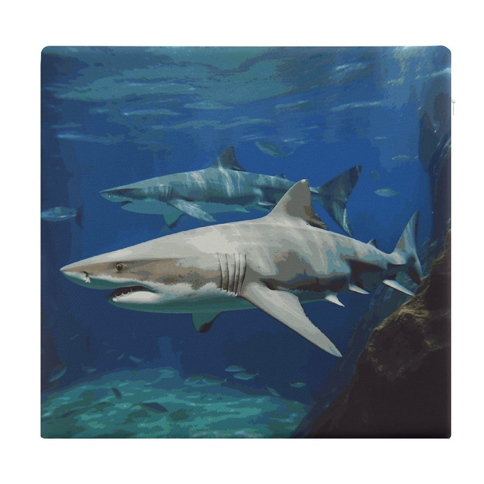 LDGSUPH - Two White Sharks Seat Cushions for Office Chair Square Cushions Soft Floor Cushions Comfortable Sofa Cushions Memory Foam Pads for
