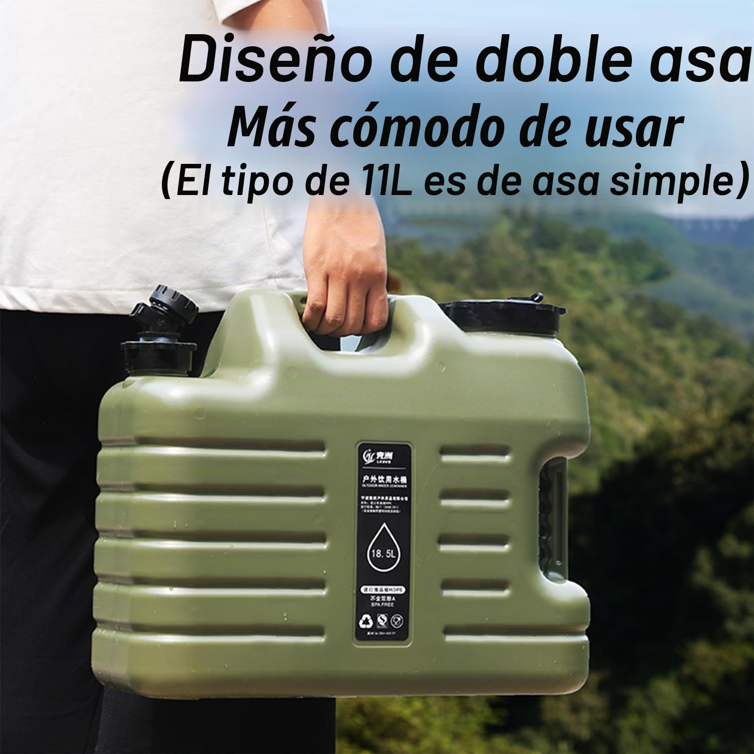 11/12/18/25L Camping Contenedor de Agua, contenedor de Agua de con Grifo, Cubo portátil de Dos Asas, sin BPA, Tanque de Almacenamiento de Agua para Acampar al Aire Libre, Pesca