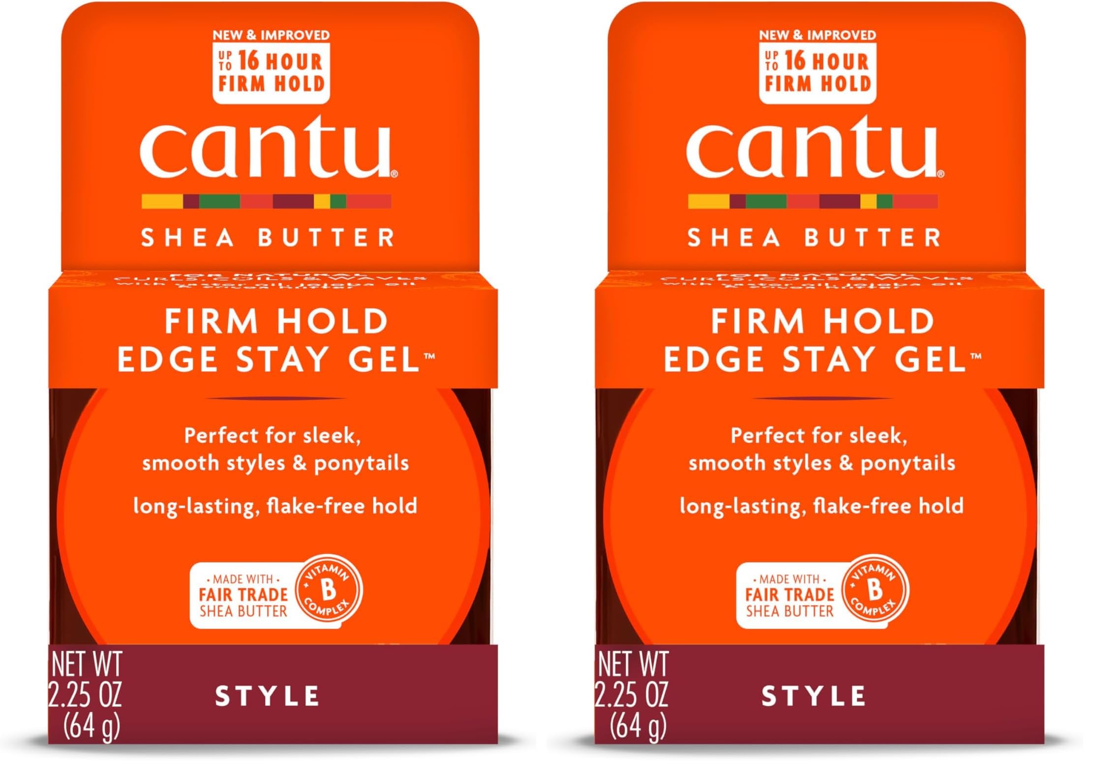 CantuExtra Hold Edge Stay Gel with Shea Butter, 2.25 oz (Packaging May Vary) (Pack of 2)