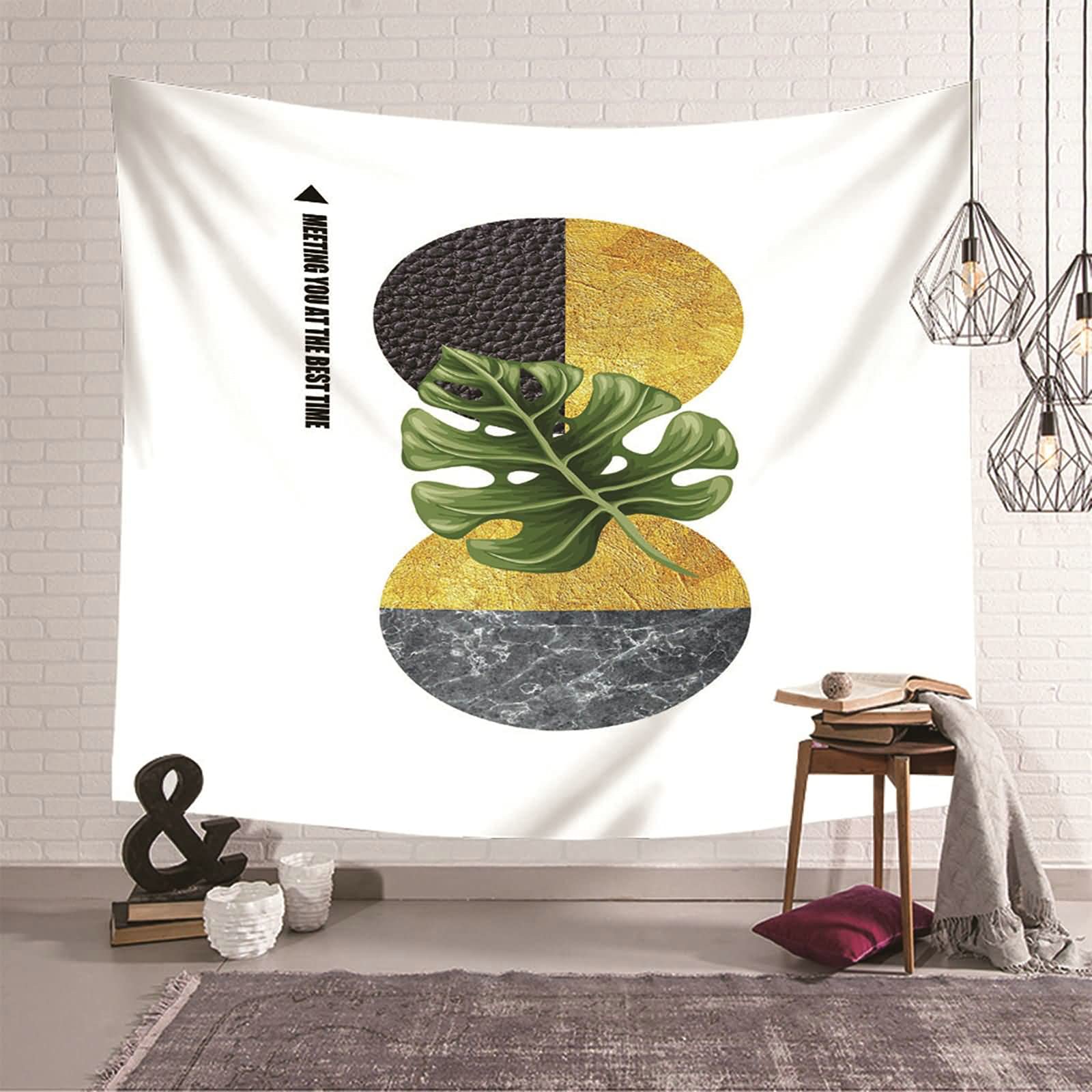 Tapiz de pared con hojas decoración de poliéster para salón y dormitorio