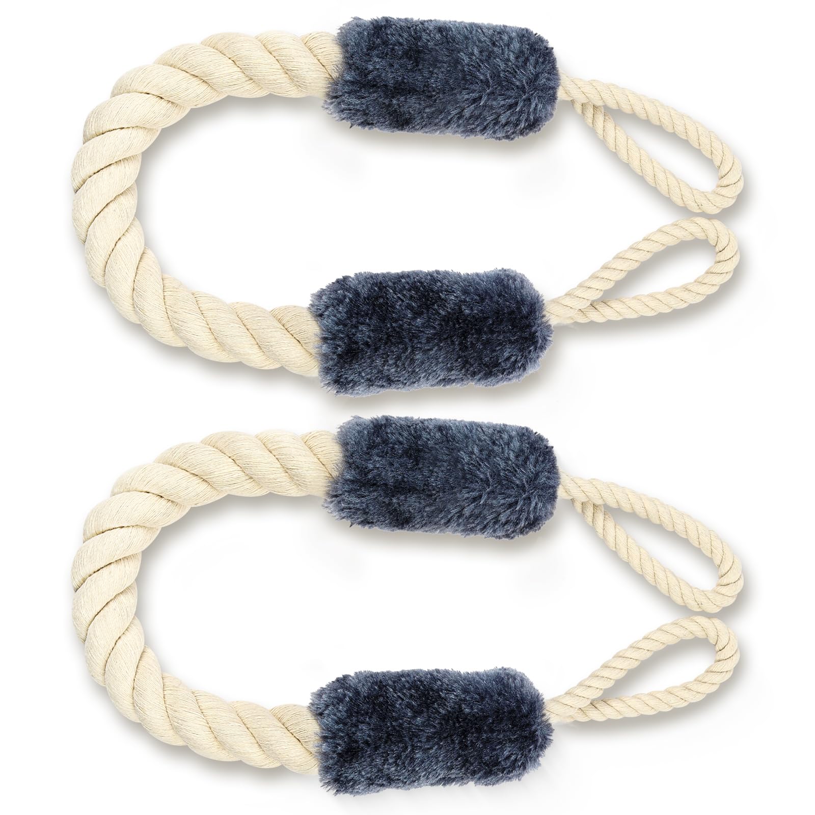 AYESY Türstopper Klinke, 2 Stück Türkordel Klemmschutz, 60 cm Baumwolle Türstopper Seil für Haustier und Kinder Fingerschutz, Türklinken stopper, kein Zuknallen der Tür mehr(Blau)